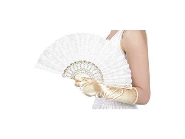Boland 00508, Fancy kjole fan, Voksen, Hunkjønn, Aluminium, Polyester, Isopor, Polyvinyl alcohol (PVA), Hvit, 250 mm