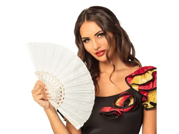 Boland 00508, Fancy kjole fan, Voksen, Hunkjønn, Aluminium, Polyester, Isopor, Polyvinyl alcohol (PVA), Hvit, 250 mm