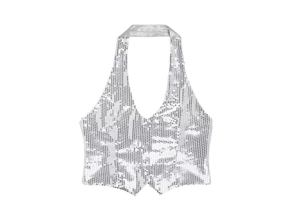 Sølv pailletvest dame