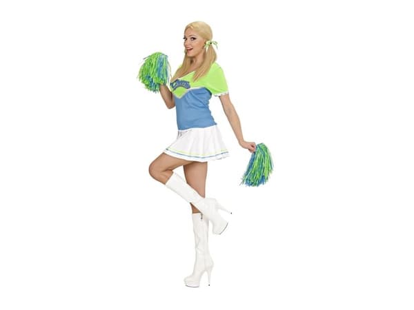 Cheerleader kostume, blå og grøn