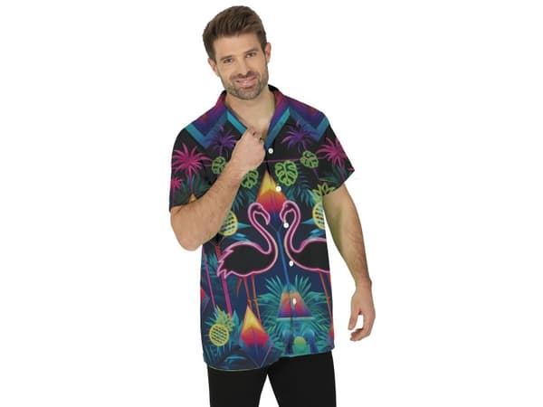 Neonvärinen flamingopaita