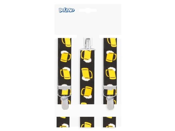 Boland 00652, Fancy dress suspender, Adult, Any gender, Iron, Polyester, Polyurethane, Elastane, Black, White, Yellow, 125 g
