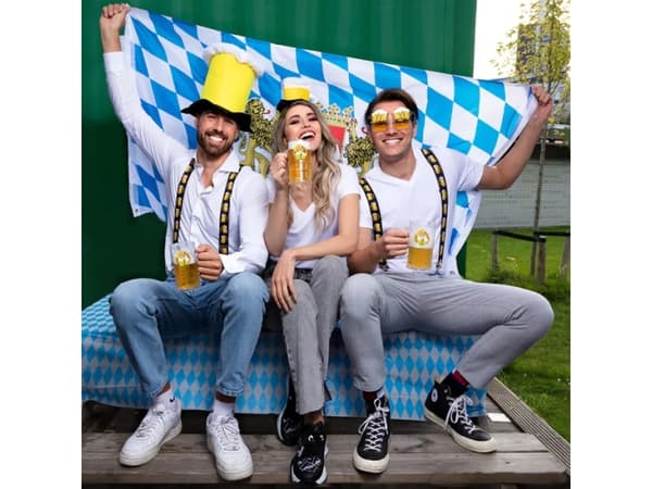 Boland 00652, Fancy dress suspender, Adult, Any gender, Iron, Polyester, Polyurethane, Elastane, Black, White, Yellow, 125 g