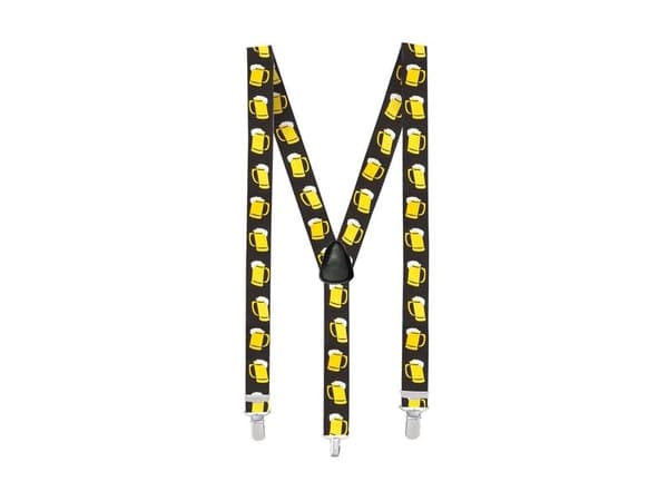 Boland 00652, Fancy dress suspender, Adult, Any gender, Iron, Polyester, Polyurethane, Elastane, Black, White, Yellow, 125 g