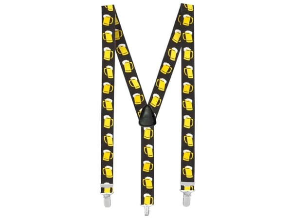 Boland 00652, Fancy dress suspender, Adult, Any gender, Iron, Polyester, Polyurethane, Elastane, Black, White, Yellow, 125 g