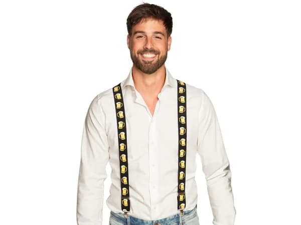 Boland 00652, Fancy dress suspender, Adult, Any gender, Iron, Polyester, Polyurethane, Elastane, Black, White, Yellow, 125 g