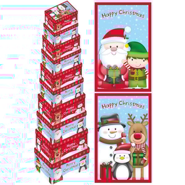 Eurowrap Christmas Santa And Friends Oblong Gift Boxes (Pack Of 6)