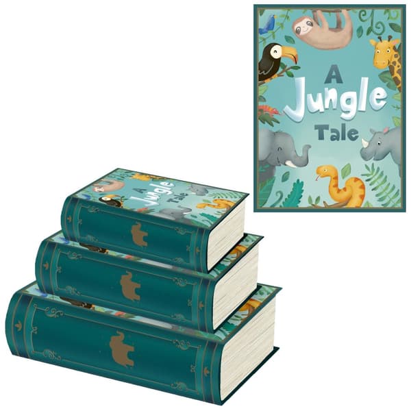 Eurowrap Jungle Book Box (Pack of 3) Teal One Size