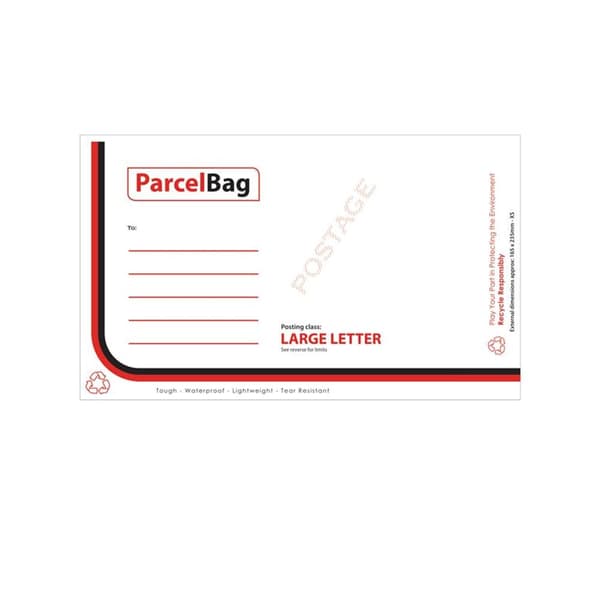 Impact Plastforsendelsespose (pakke med 50 stk.) White/Red/Black 165mm x 235mm