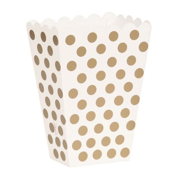 Unique Party Dotted Treat Box (Pack of 8) White/Gold One Size