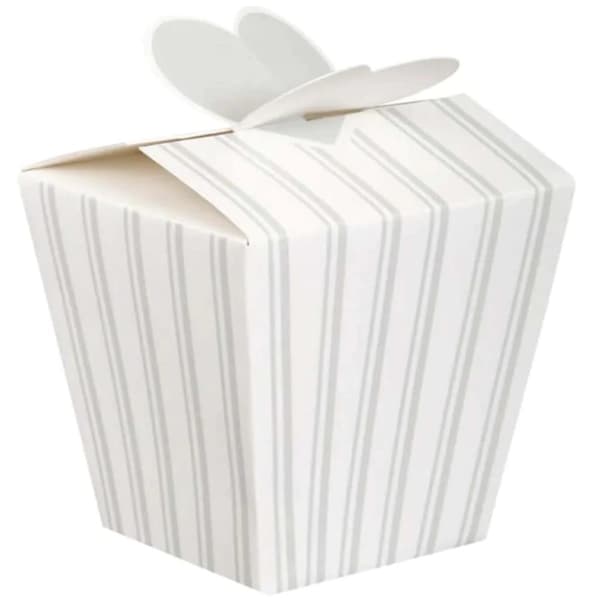Unique Party Stripe Wedding Gift Boxes (Pack of 4) White One Size