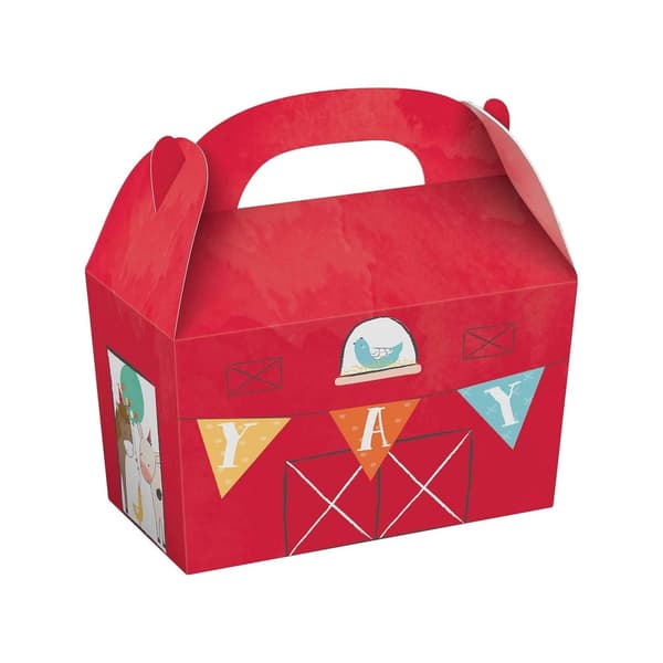 Amscan Barnyard Paper Birthday Gift Boxes (Pack of 8) Red One Size