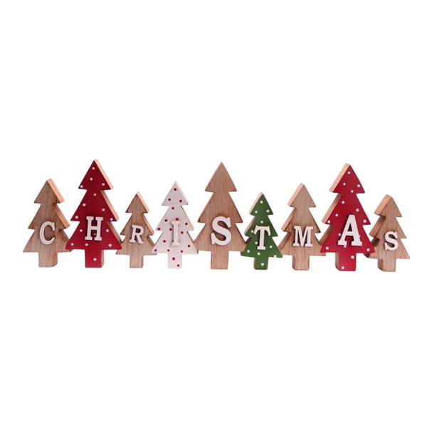 Something Different Wooden Christmas Tree Christmas Decoration Natural/Red/Green One Size