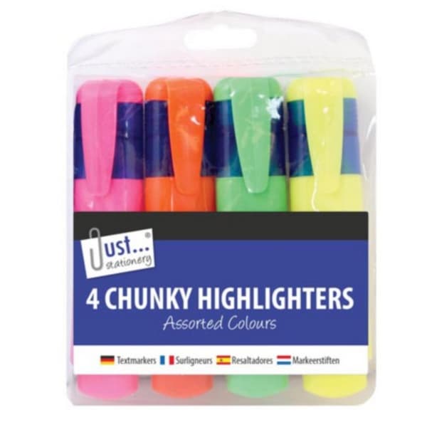 Just Stationery 4 grova highlighters Multicoloured One Size
