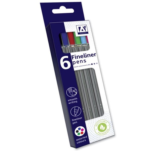 A Star Fineliner Pens (Pack Of 6) Multicoloured 1 x 20 x 8cm