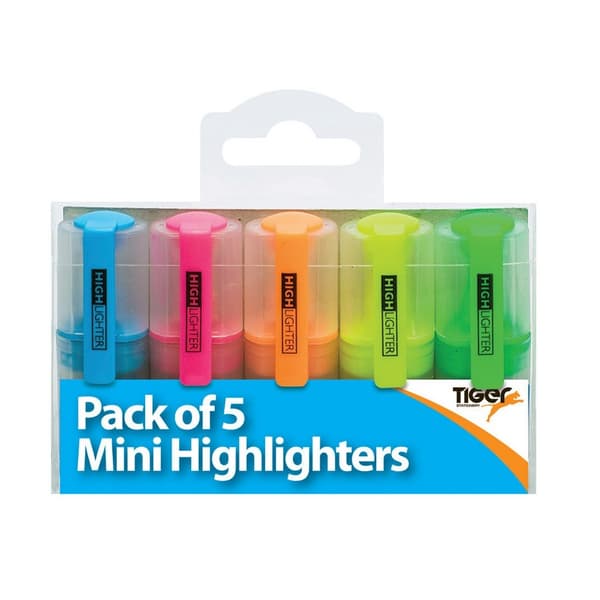 Tiger Stationery Mini highlighter (pakke med 5 stk.) Multicoloured One Size