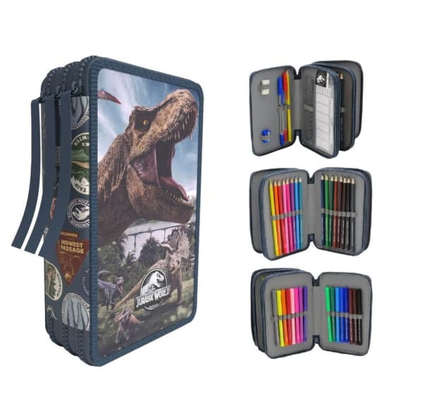 Jurassic World Dinosaur Triple School Set 40-pieces Pencil Case