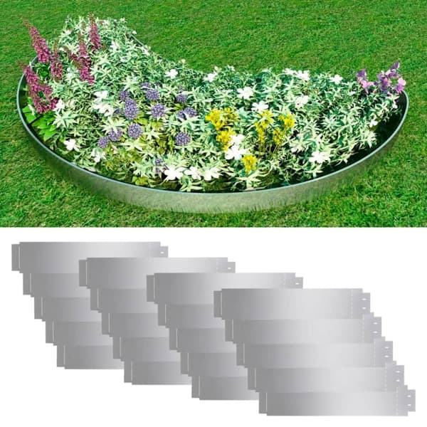 vidaXL sæt med bedkanter 20 stk. galvaniseret stål 100 x 20 cm
