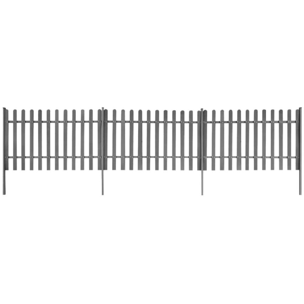 vidaXL Stakittgjerde med stolper 3 stk WPC 600x120 cm
