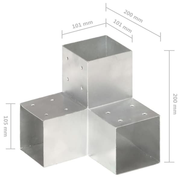 vidaXL stolpebeslag Y-form 4 stk. 101x101 mm galvaniseret metal