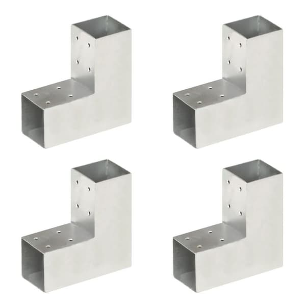vidaXL Tolppaliittimet 4 kpl L-muoto galvanoitu metalli 71x71 mm