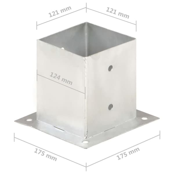 vidaXL stolpefod 4 stk. 121 mm galvaniseret metal