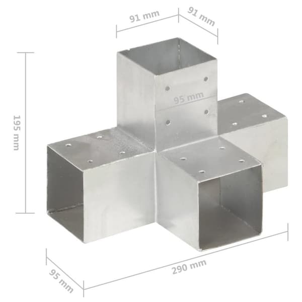 vidaXL Stolpesko 4 stk X-form galvanisert metall 91x91 mm