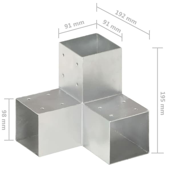 vidaXL Stolpesko 4 stk Y-form galvanisert metall 91x91 mm