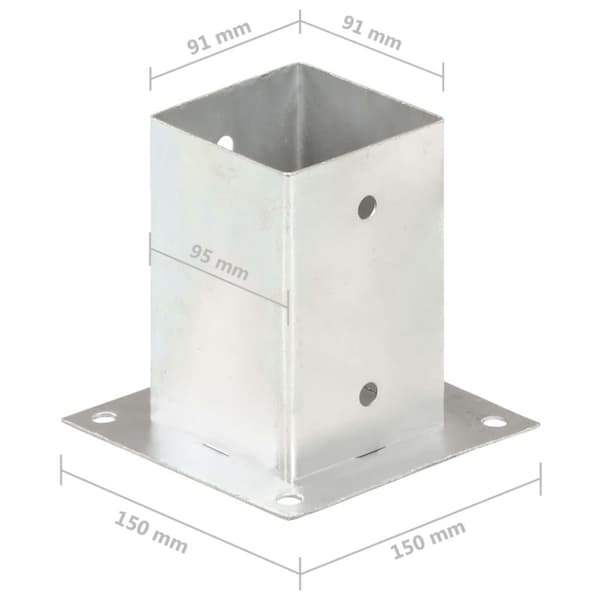 vidaXL Stolpeankere 4 stk galvanisert metall 91 mm