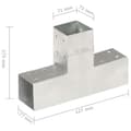 Miniatyrbilde 7 av 8: vidaXL Stolpesko 4 stk T-form galvanisert metall 71x71 mm