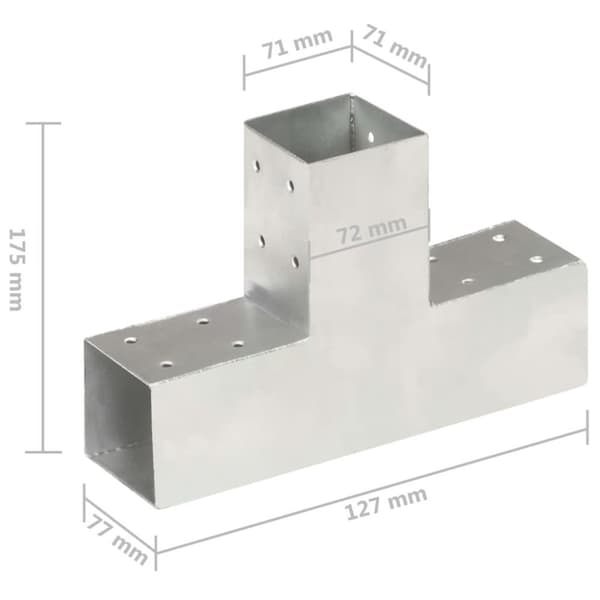 vidaXL Stolpesko 4 stk T-form galvanisert metall 71x71 mm