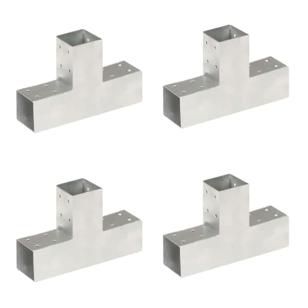 vidaXL Stolpesko 4 stk T-form galvanisert metall 71x71 mm