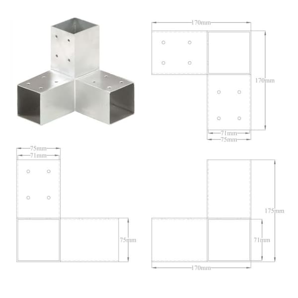 vidaXL stolpebeslag Y-form 71x71 mm galvaniseret metal