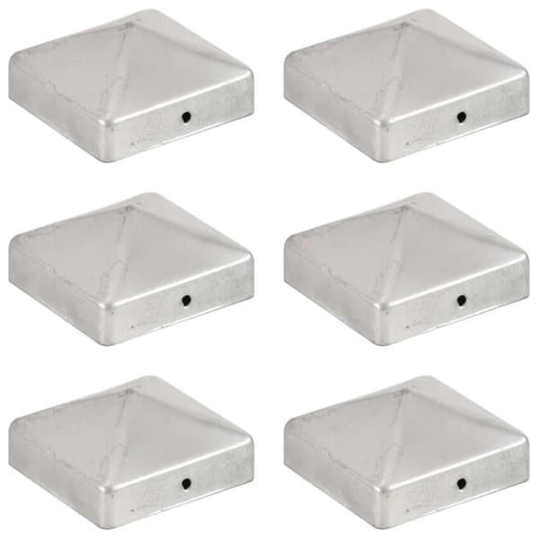 vidaXL Pyramidin muotoinen aitatolpan kärki 6 kpl metalli 71x71 mm