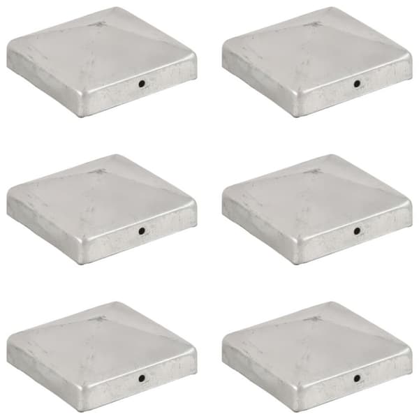 vidaXL pyramideformede stolpehætter 6 stk. 91x91 mm galvaniseret metal