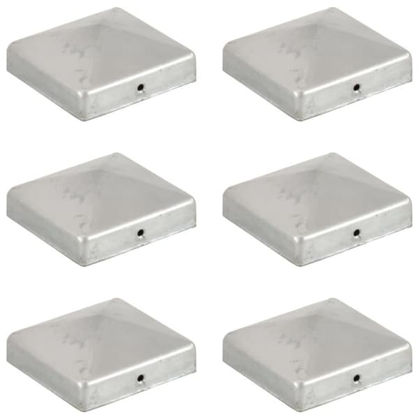 vidaXL pyramideformede stolpehætter 6 stk. 81x81 mm galvaniseret metal