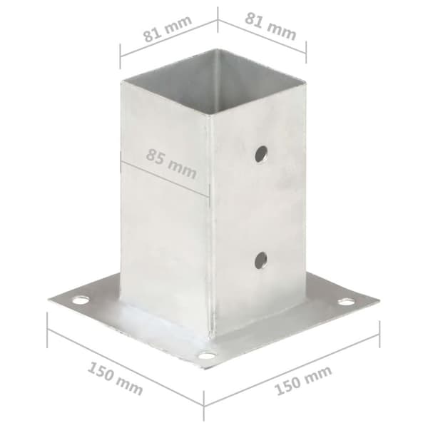 vidaXL Stolpfot 4 st galvaniserad metall 81 mm