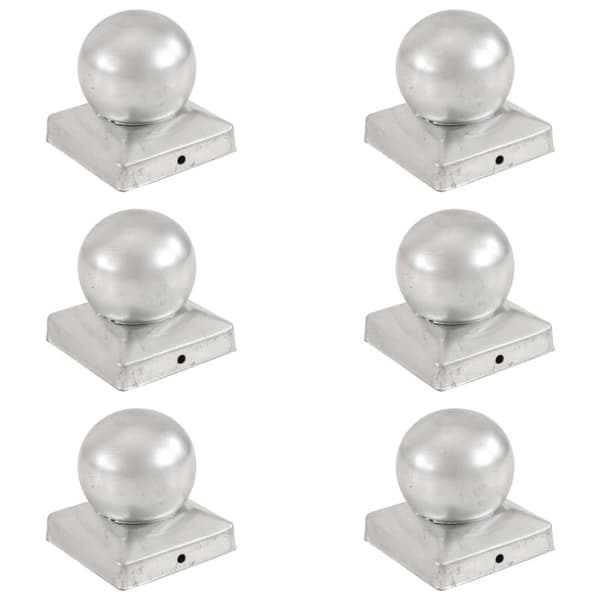 vidaXL Pallon muotoiset tolpan kärjet 6 kpl galvanoitu metalli 91x91mm