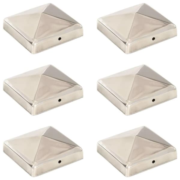 vidaXL pyramideformet stolpehætte 6 stk. 91x91 mm rustfrit stål