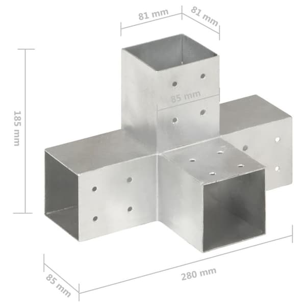 vidaXL stolpebeslag X-form 81x81 mm galvaniseret metal