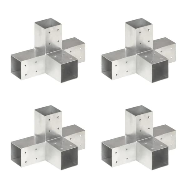 vidaXL Tolppaliittimet 4 kpl X-muoto galvanoitu metalli 71x71 mm