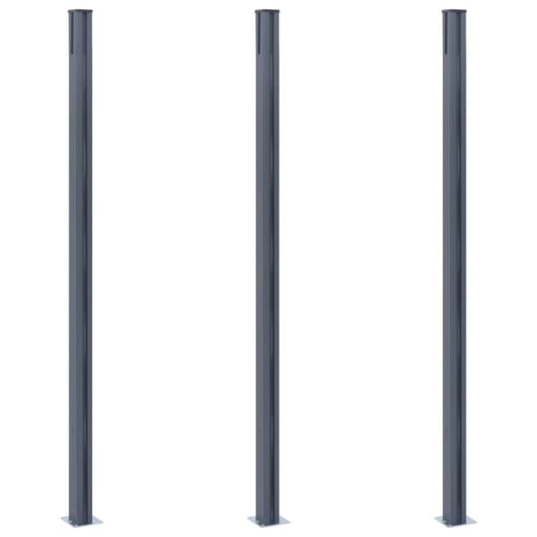 vidaXL Gjerdestolper 3 stk mørkegrå 185 cm aluminium