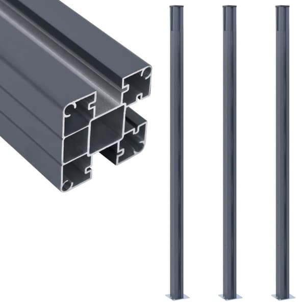 vidaXL Gjerdestolper 3 stk mørkegrå 185 cm aluminium