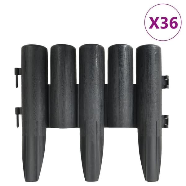 vidaXL Plenkanter 36 stk antrasitt 10 m PP