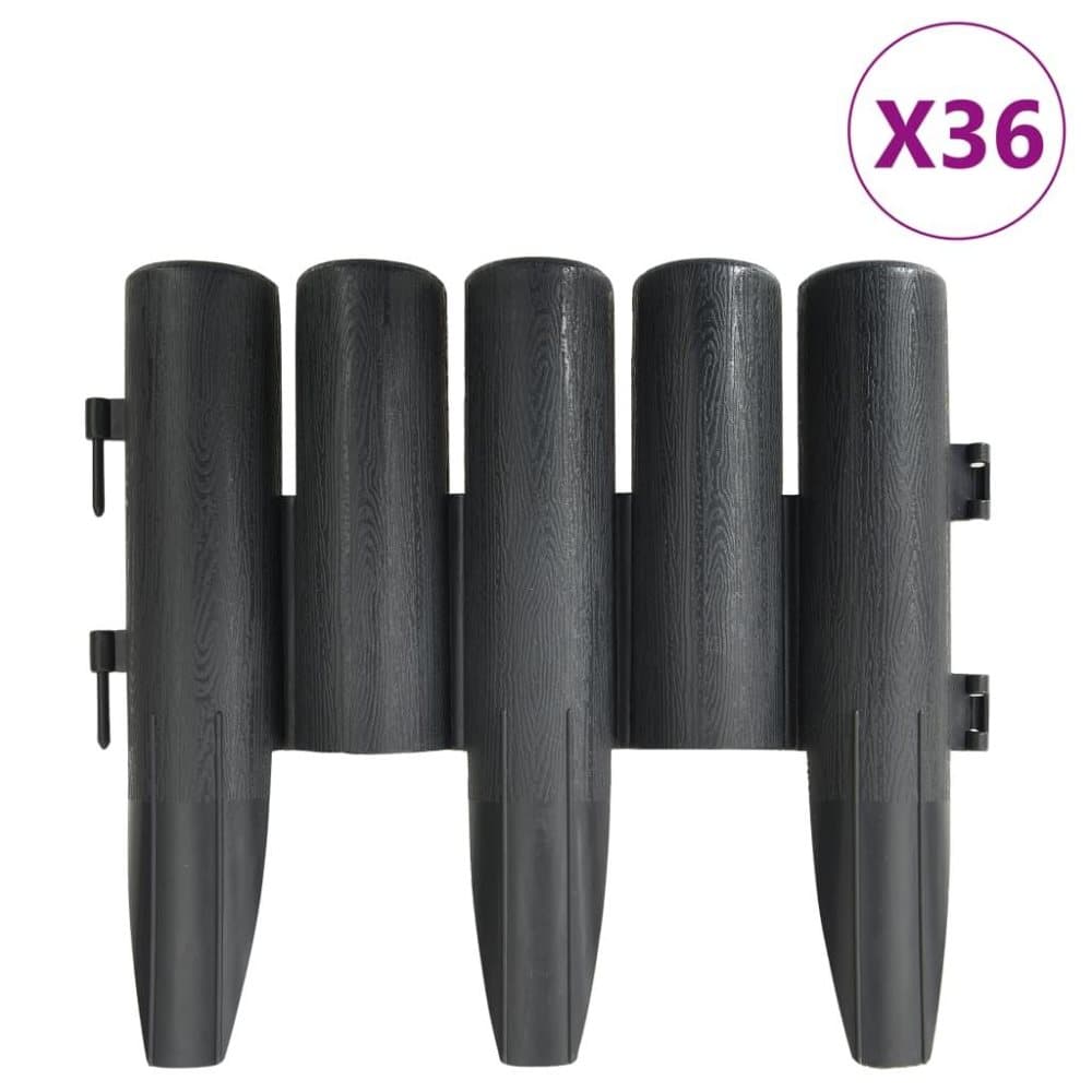 vidaXL Rabattkanter 36 st antracit 10 mm PP