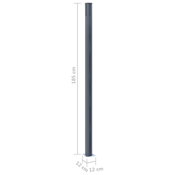 vidaXL Aitatolpat 3 kpl tummanharmaa 185 cm alumiini
