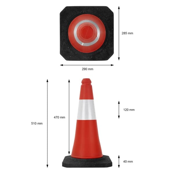 5 liikennekartion sarja liikennekartion pyloni heijastava painotettu 51cm punainen/valkoinen raskaalla alustalla.