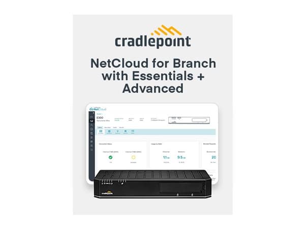 Cradlepoint NetCloud Enterprise Branch Essentials + Advanced Package - Abonnementslisens (5 år) + 24x7 Support - Hele verden - med E300-C18B