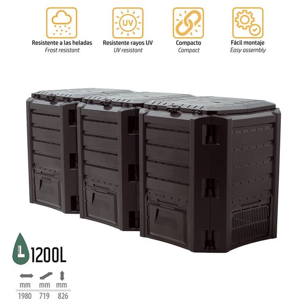 Prosperplast Kompostkasse 1200l Module Collection 198x71.9x82.6 Cm Søvfarvet