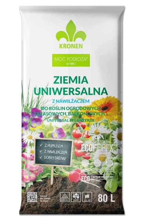 Universaljord med luftfuktare Kronen Ecofibrex substrat (80 L)